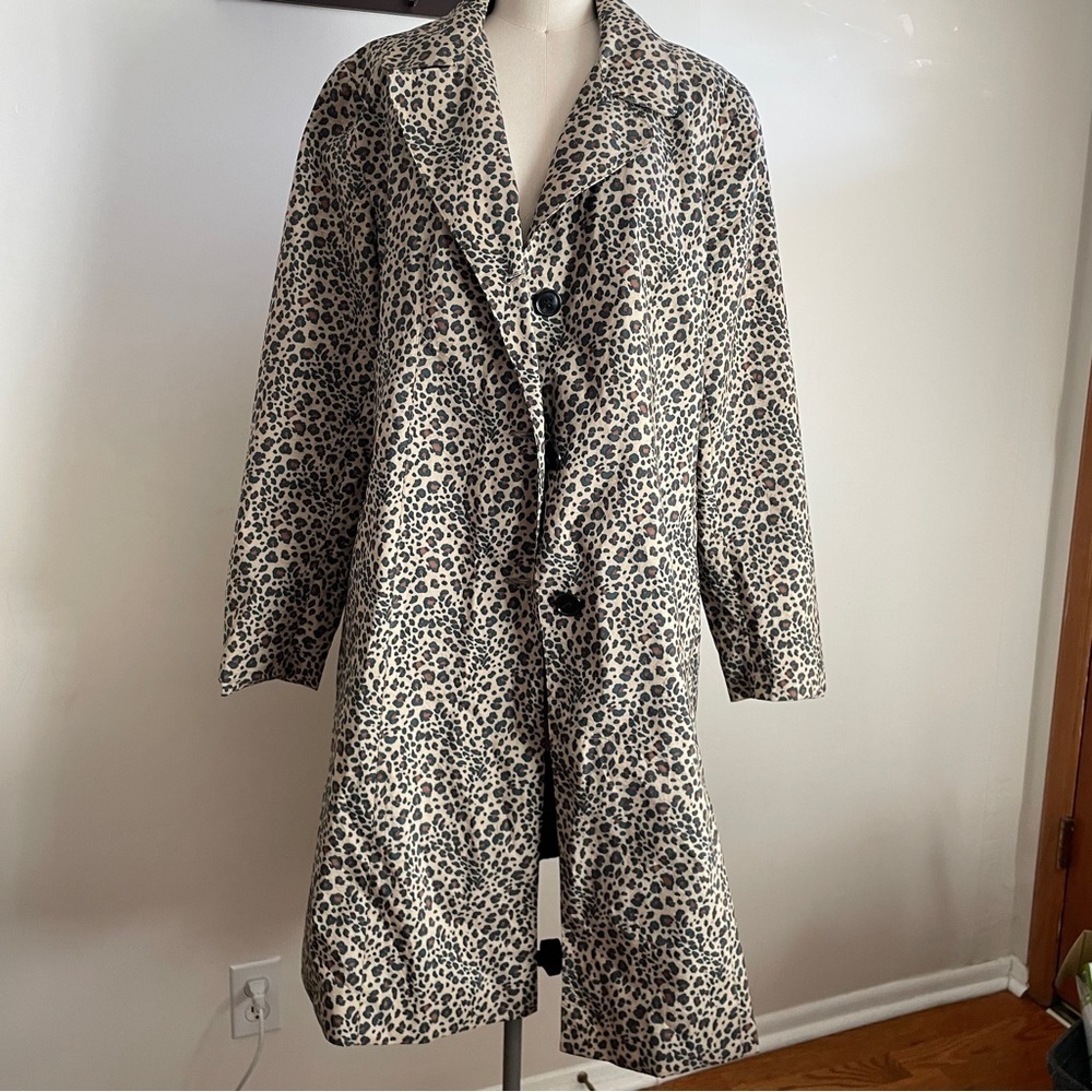 Vintage Jonathon Michael Leopard Print Trench Outdoor Coat